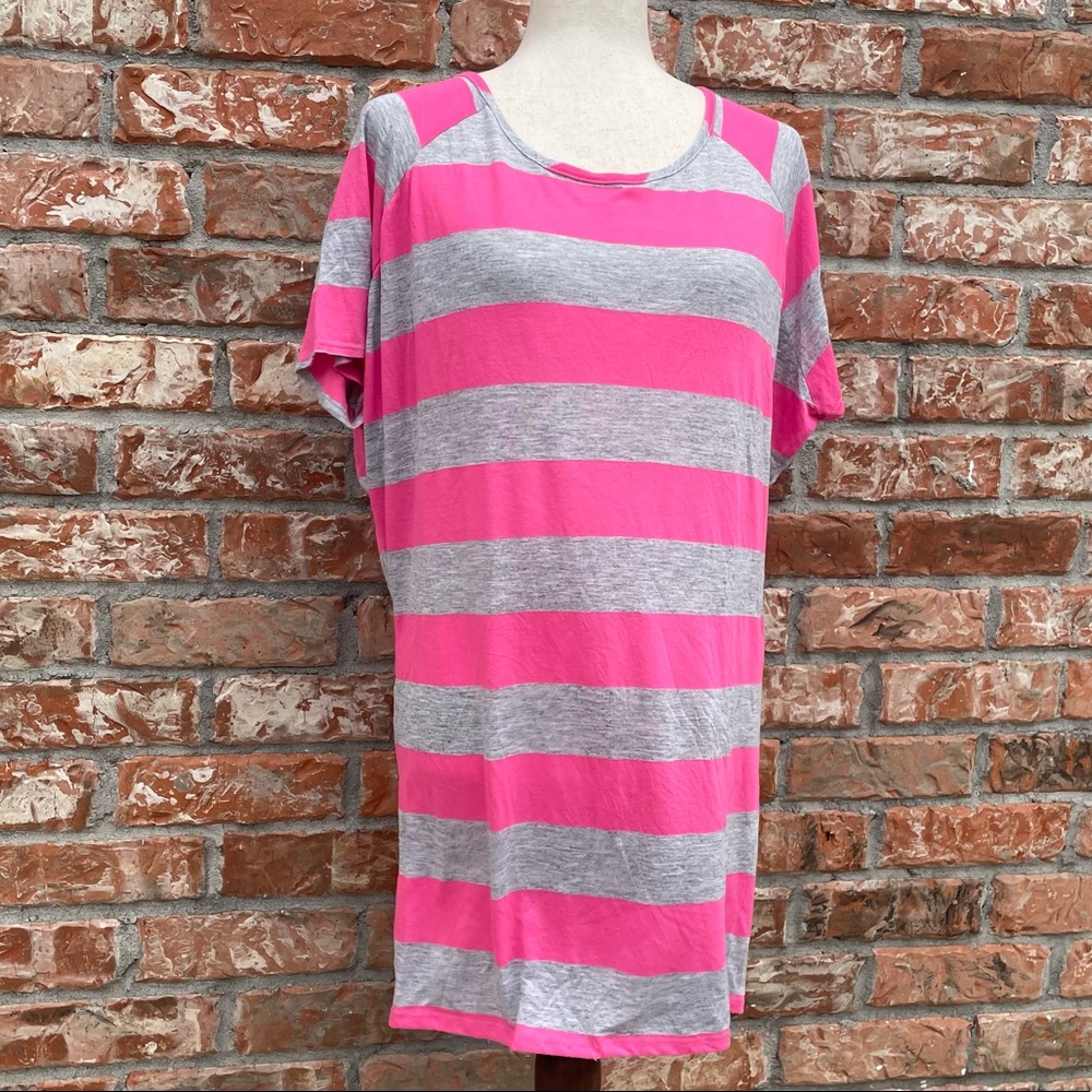Aqua (Nordstrom) neon pink and grey striped dress / L / Excellent condition